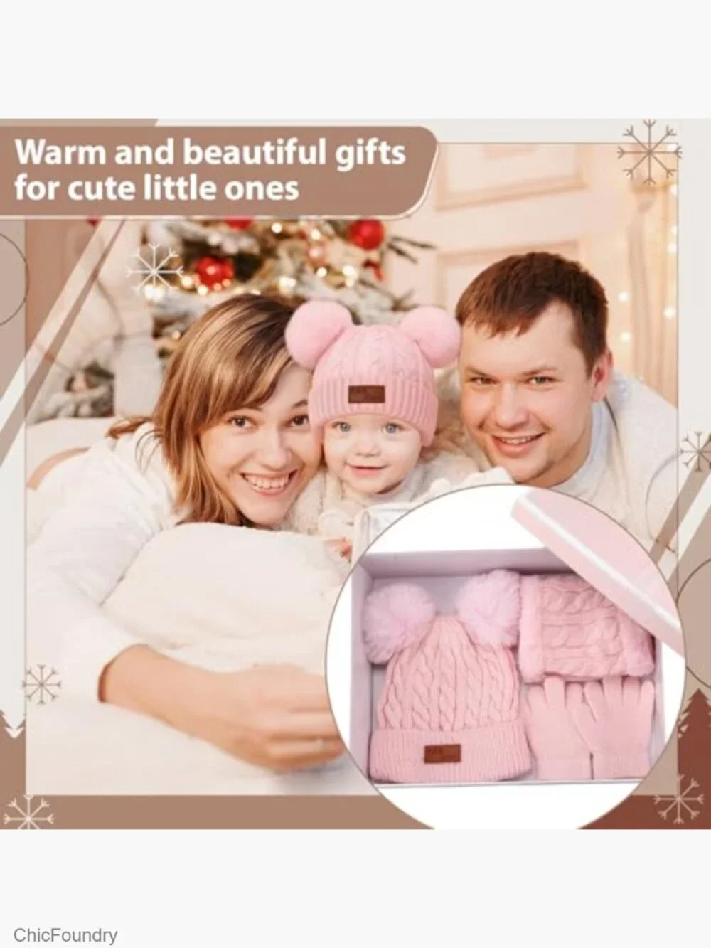 2-Piece Kids Winter Hat Scarf Gloves Set Toddler Knit Set